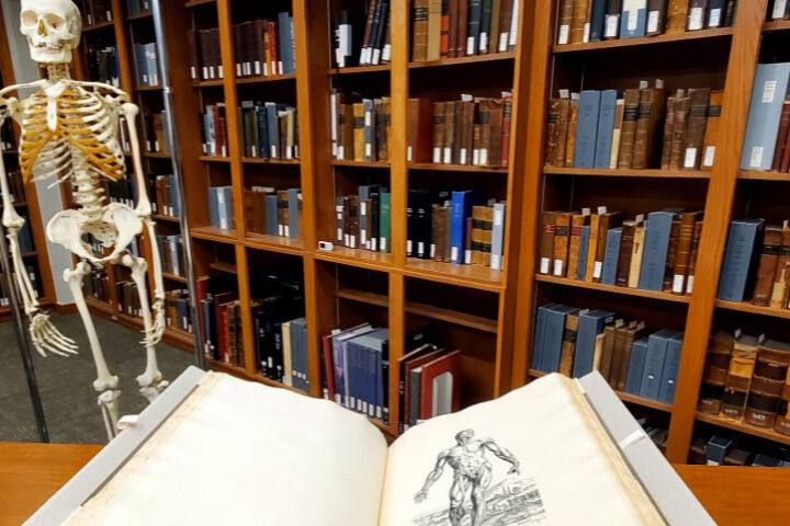 Books inside the Ruth Lilly Medical Library.